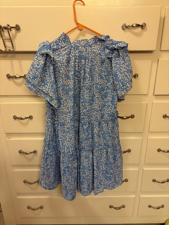 entro Blue and White Floral Ruffle Sleeve Dress - Picture 3 of 4